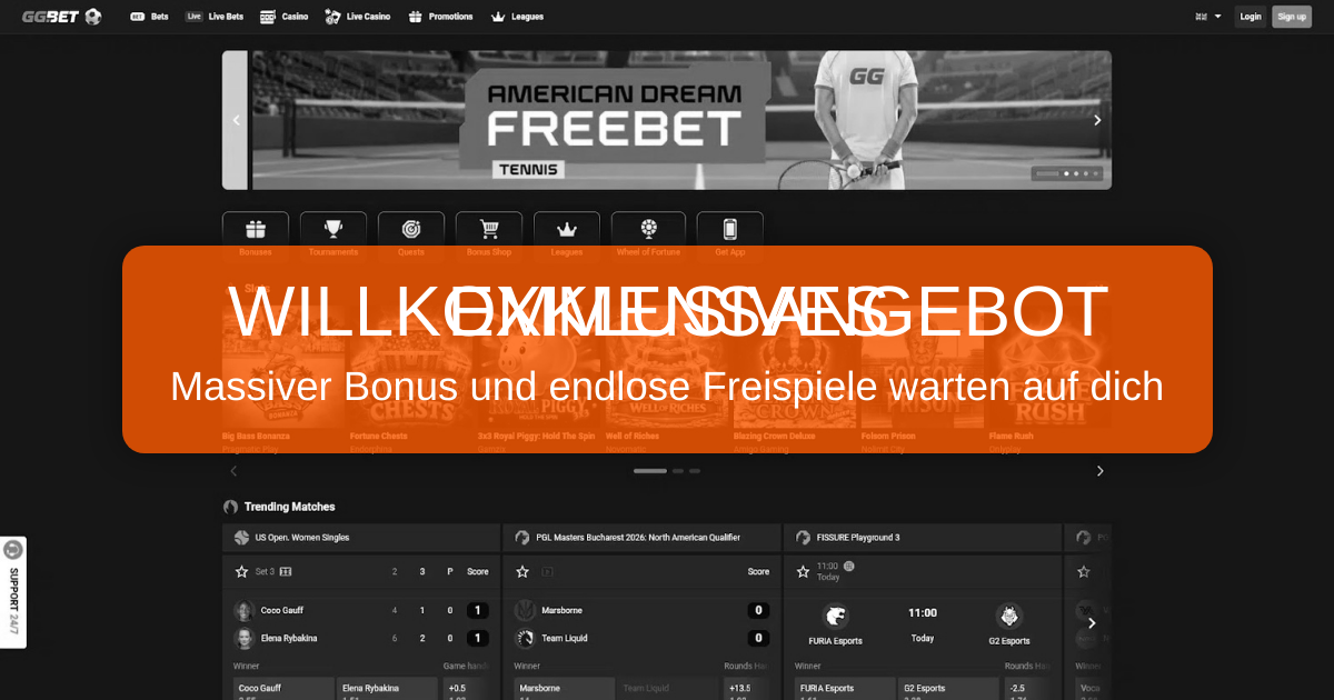 Willkommensbonus und Freispiele bei GG BET Casino